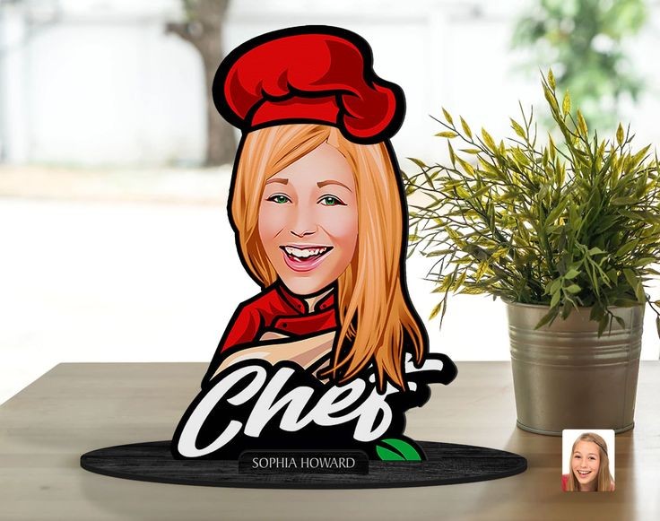 Chef Female Caricature Sculpture