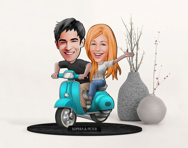 Motorcycle Ride Caricature Sculpture