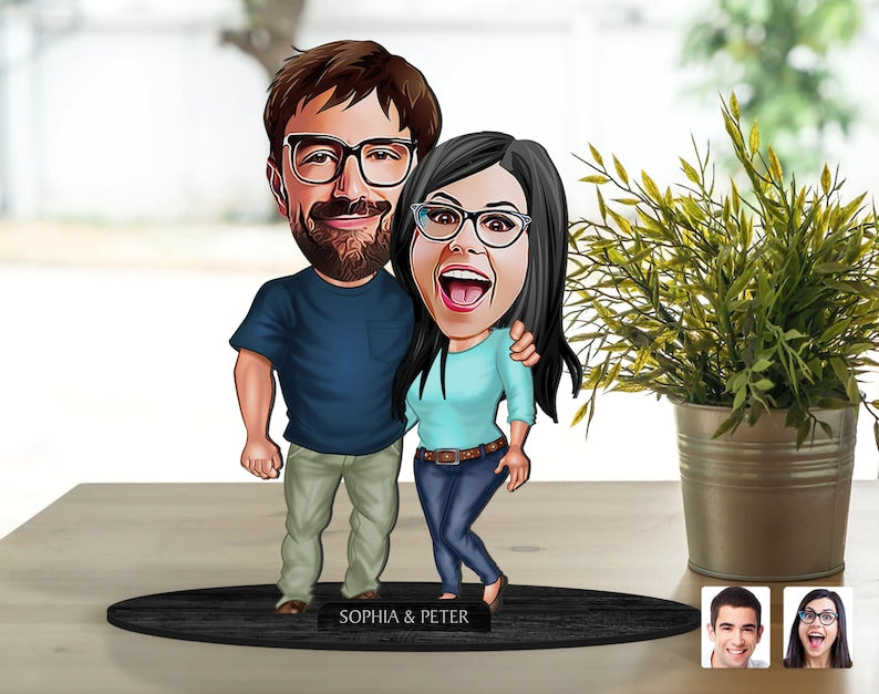 Couble Caricature Sculpture