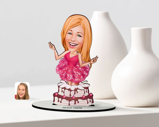 Birthday Girl Cake Caricature Sculpture