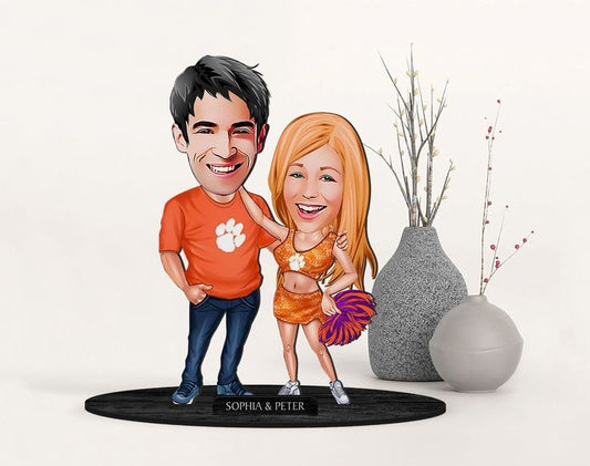 Cheerful Couple Caricature Sculpture