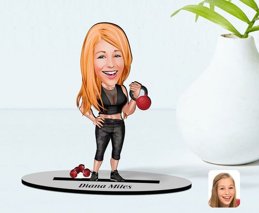 Female Gym Caricature Sculpture