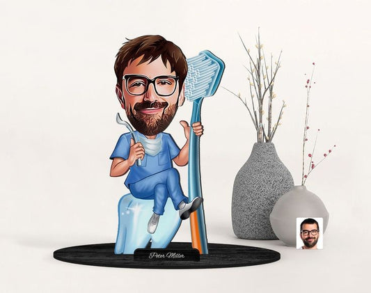 Dentist Doctor Male Caricature Sculpture