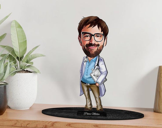 Doctor Male Couple Caricature Sculpture