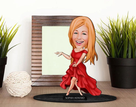 Red Dress Caricature Sculpture