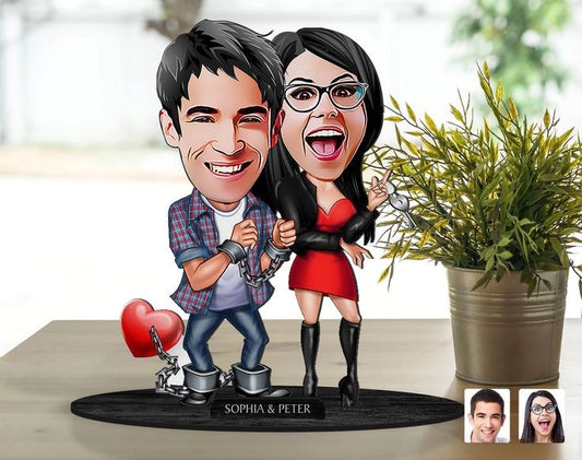 Taken Couple Caricature Sculpture