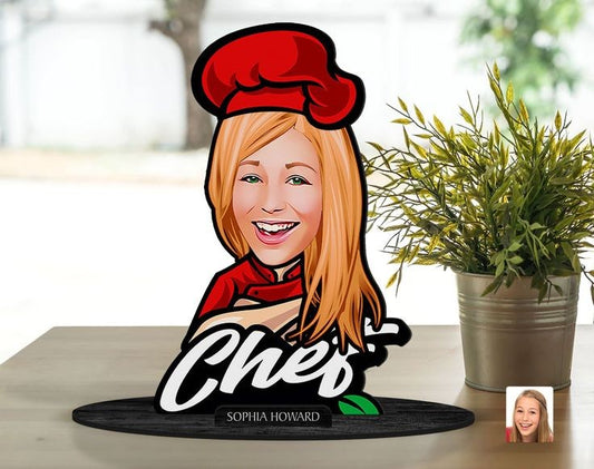 Chef Female Caricature Sculpture
