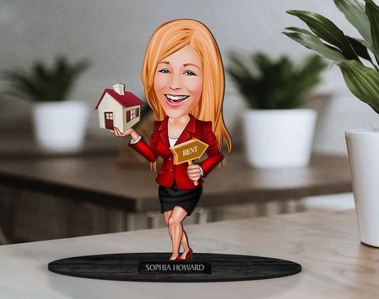 Broker Lady Caricature Sculpture