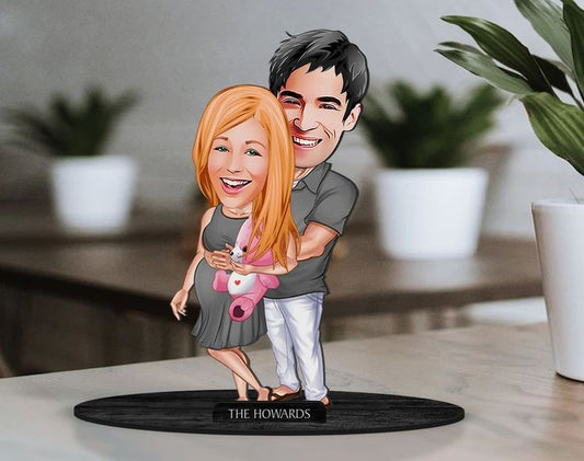 Pregnant Couple Caricature Sculpture