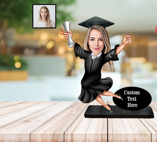 Graduation Cermony Female Joy Caricature Sculpture