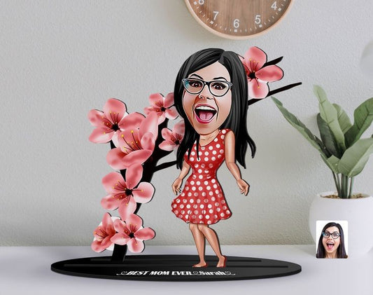 Joyful Female Caricature Sculpture