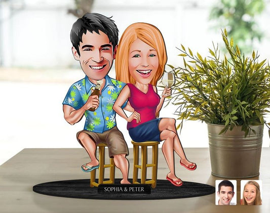 Summer Couble Caricature Sculpture