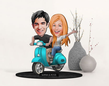 Motorcycle Ride  Caricature Sculpture