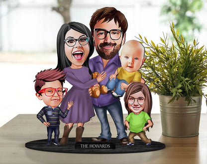 Family with kids Caricature Sculpture