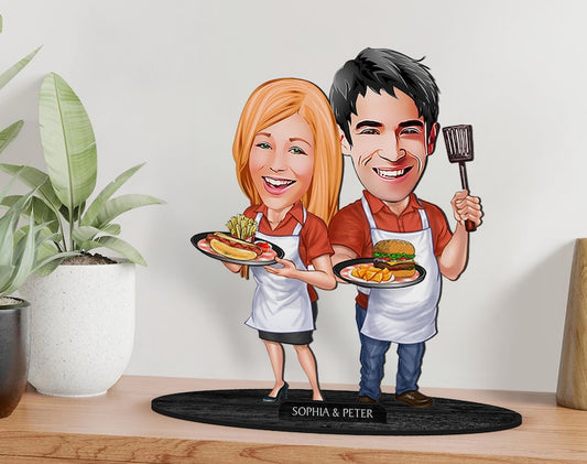 Cooking Couble Caricature Sculpture