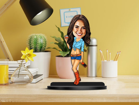 Texas Lady Caricature Sculpture
