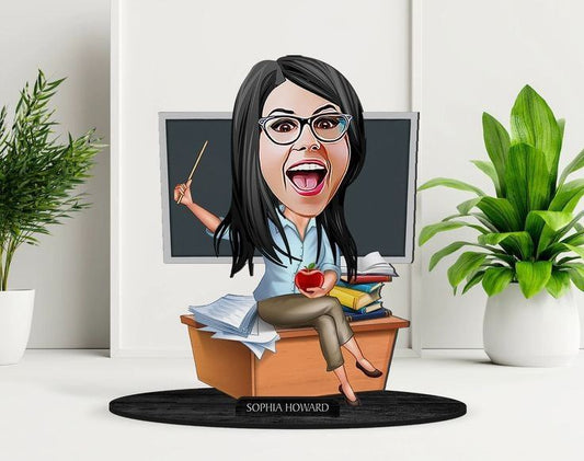 Teacher Female Caricature Sculpture